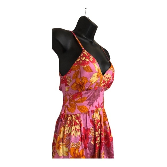 Jessica Simpson pink padded open tie back shaped waist halter maxi dress size XS - Picture 6 of 16